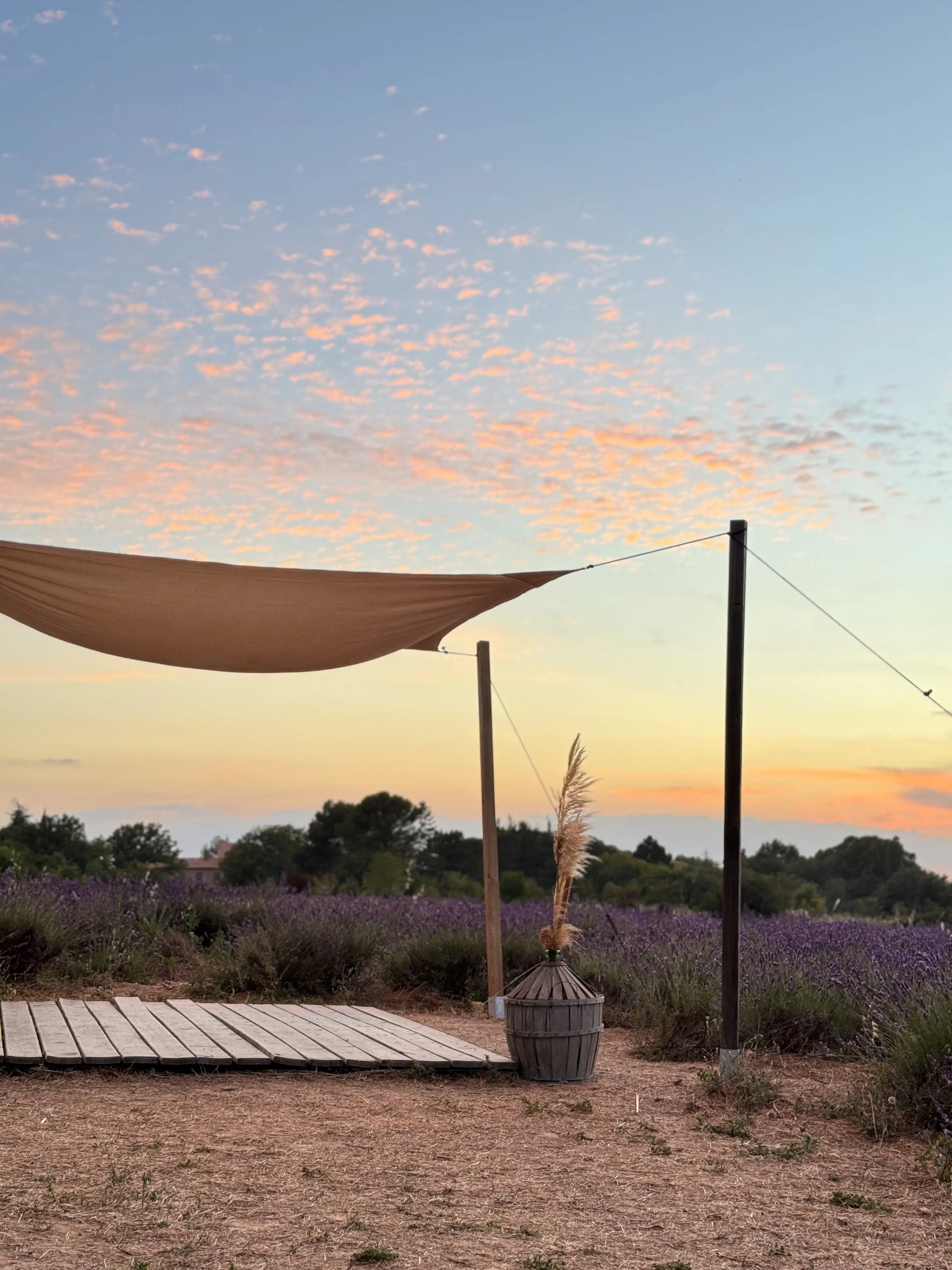 Coucher de soleil à notre domaine dans le sud de la France. 