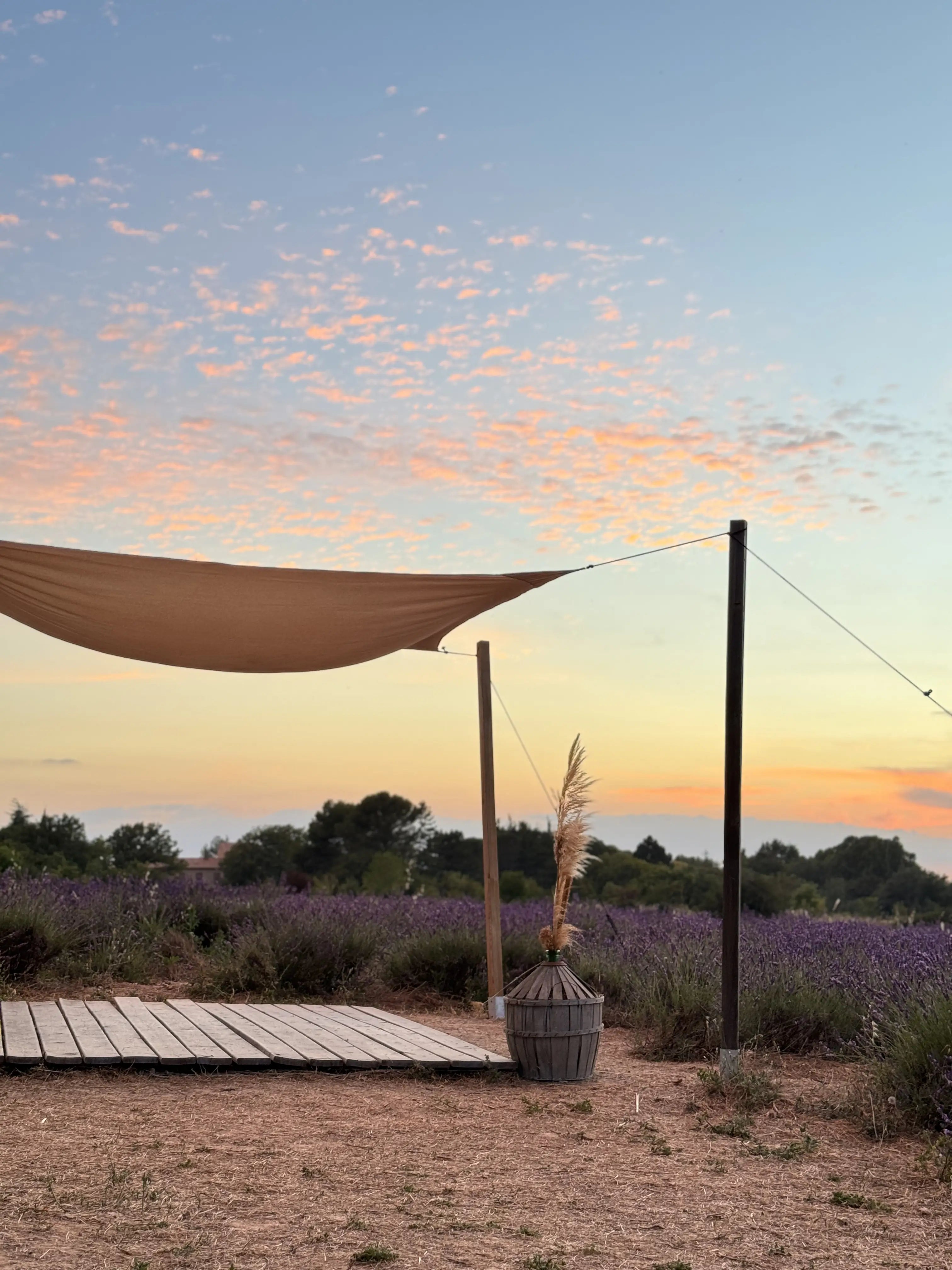 Coucher de soleil à notre domaine dans le sud de la France. 