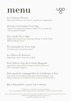 Menu mixte proposé pour les soirées Lavender Night au domaine Terre Ugo.