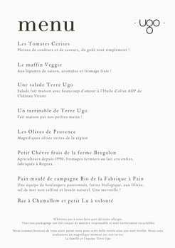 Menu végétarien proposé pour les soirées Lavender Night au domaine Terre Ugo.