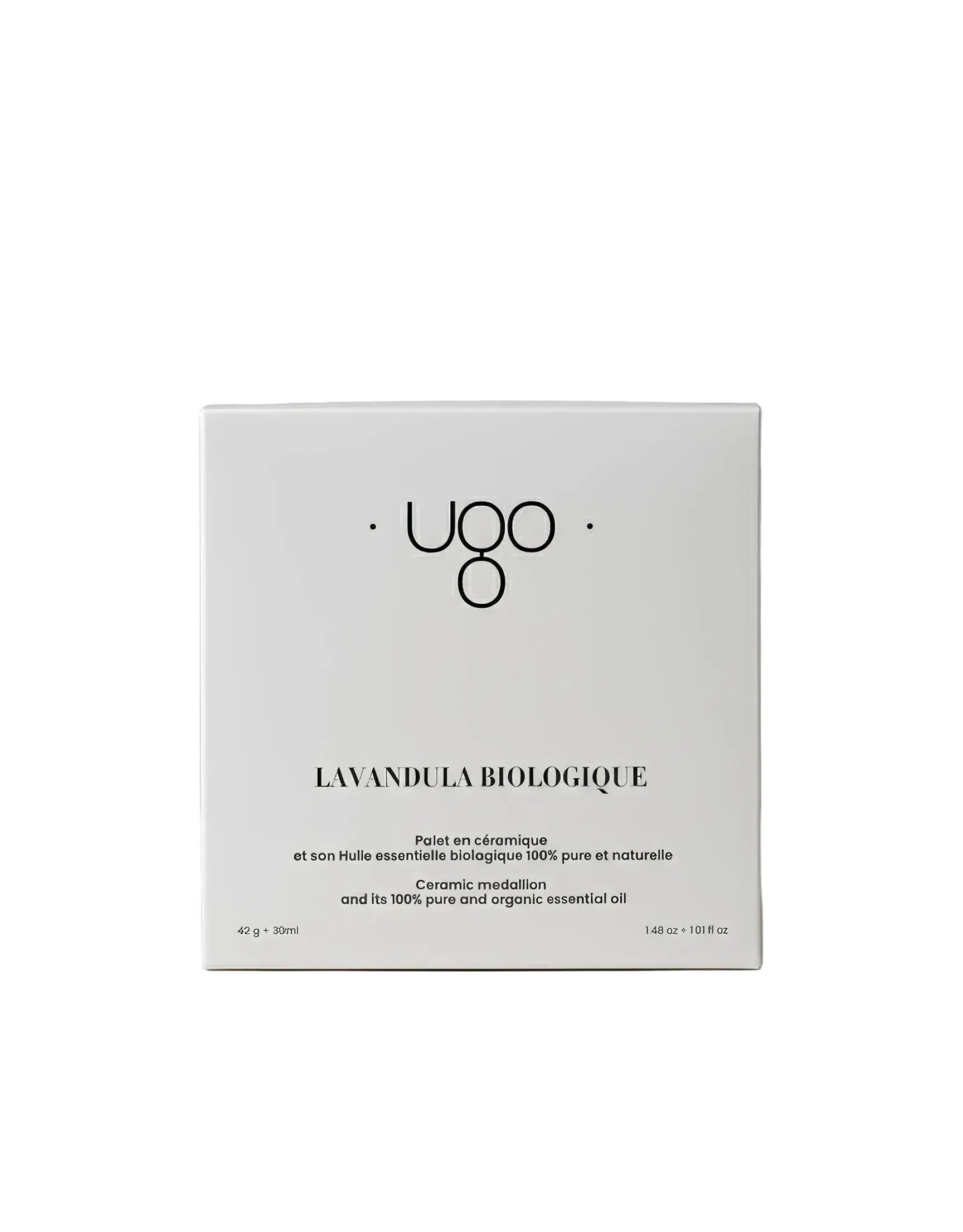 Vu de face du packaging du diffuseur en céramique de Terre Ugo. 