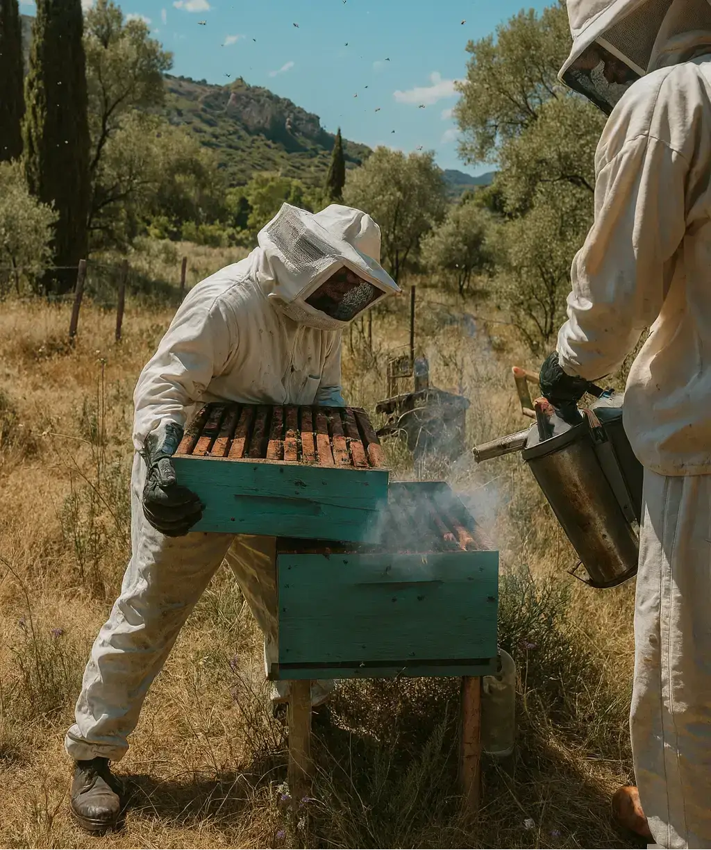 Apiculteurs à Terre Ugo et leur savoir-faire.