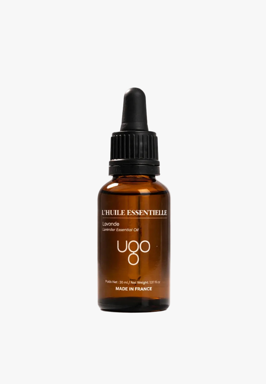 Huile essentielle de lavande Terre Ugo 30ml, vue de face.