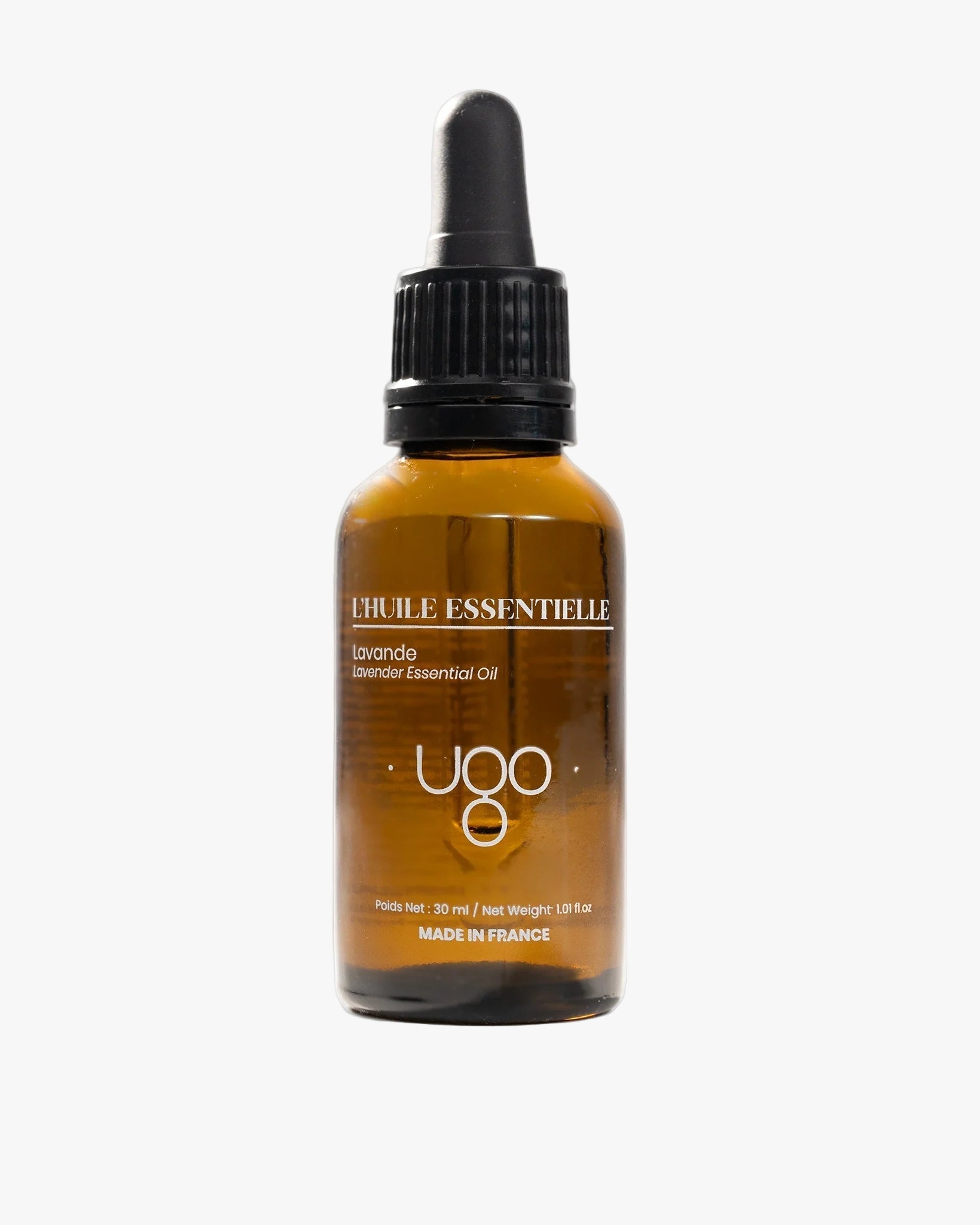 Huile essentielle de lavande Terre Ugo 30ml, vue de face.